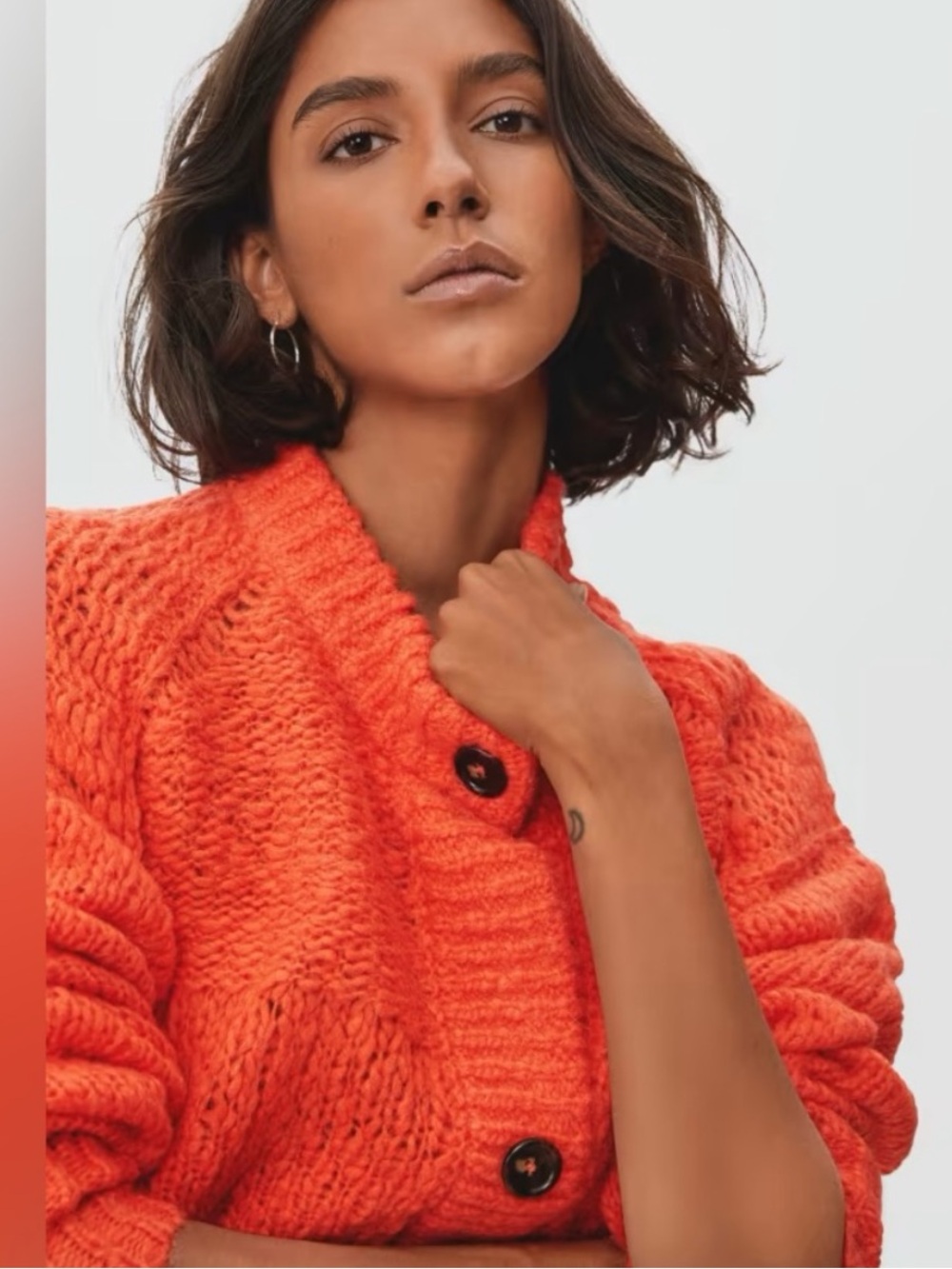 Everlane Bright Orange Lofty-Knit Button Cardigan - Picture 5 of 12